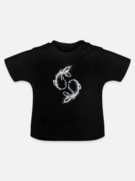 zwei Fische - Baby Bio-T-Shirt mit Rundhals - Schwarz