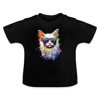 Chat Angora Blanc Chat Angora Chats Angora Mignons - T-shirt bio col rond Bébé - noir - Devant