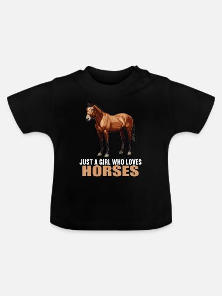Pferde Pferd - Baby Bio-T-Shirt mit Rundhals - Schwarz