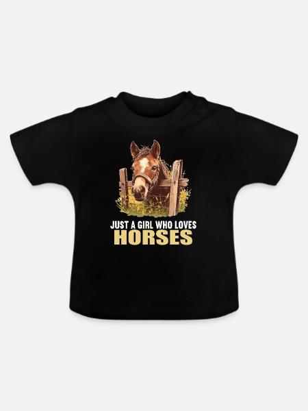 Pferde Pferd - Baby Bio-T-Shirt mit Rundhals - Schwarz