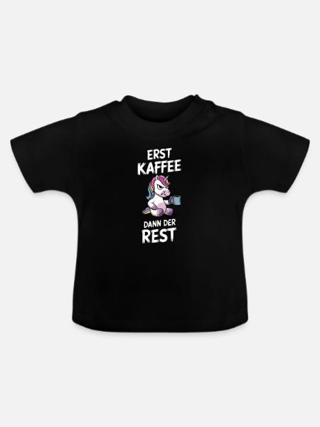 Kaffee EInhorn - Baby Bio-T-Shirt mit Rundhals - Schwarz