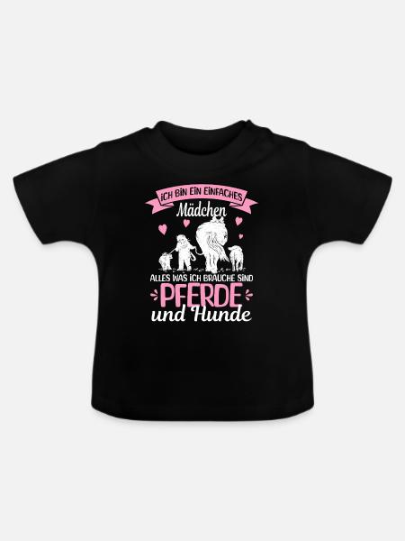 Einfaches Mädchen Pferde - Baby Bio-T-Shirt mit Rundhals - Schwarz