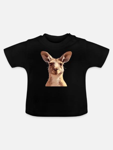 Kängurus Känguru - Baby Bio-T-Shirt mit Rundhals - Schwarz