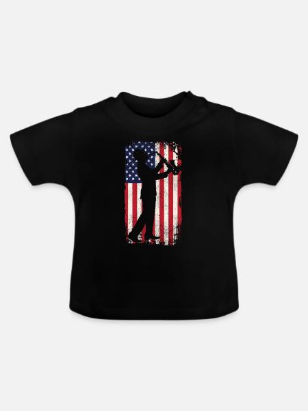 Saxophone American Flag - Baby Bio-T-Shirt mit Rundhals - Schwarz