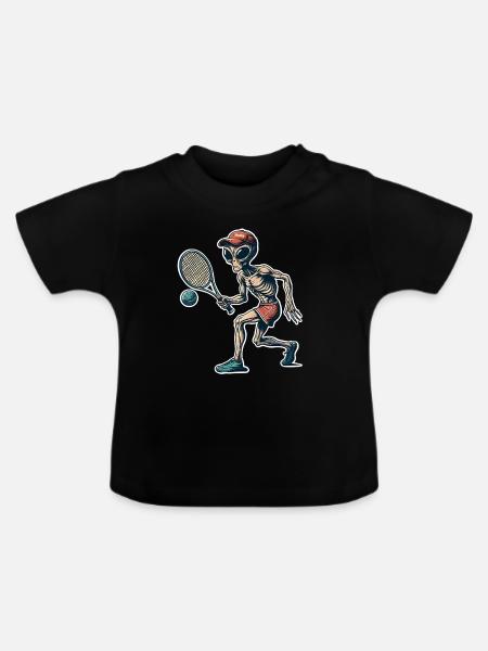 Alien Tennis - Baby Bio-T-Shirt mit Rundhals - Schwarz