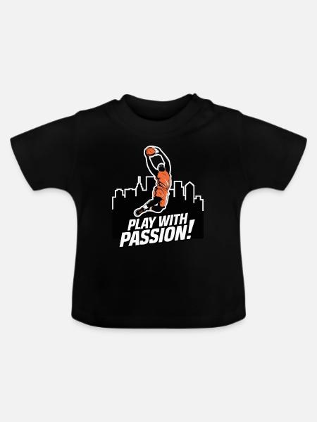 BASKETBALL SPIELEN - Baby Bio-T-Shirt mit Rundhals - Schwarz