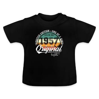 1957 Vintage Retro Geburtstagsgeschenk - Baby Bio-T-Shirt mit Rundhals - Schwarz - Vorne