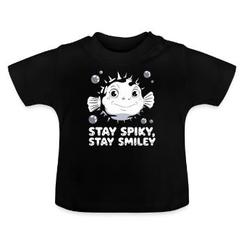 Poisson-globe passionné de la vie marine Quirky - T-shirt bio col rond Bébé - noir - Devant