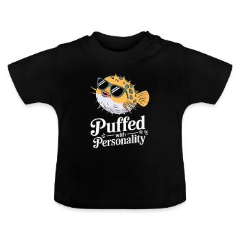Puffer fish marine life enthusiast Quirky - Baby Organic T-Shirt with Round Neck - black - Front