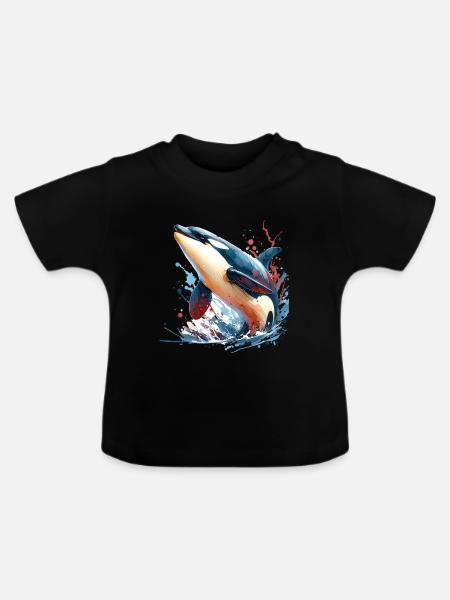 Orca Schwertwal - Baby Bio-T-Shirt mit Rundhals - Schwarz