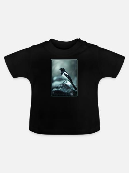 Elstern Elster - Baby Bio-T-Shirt mit Rundhals - Schwarz