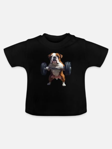 Bulldogge - Baby Bio-T-Shirt mit Rundhals - Schwarz
