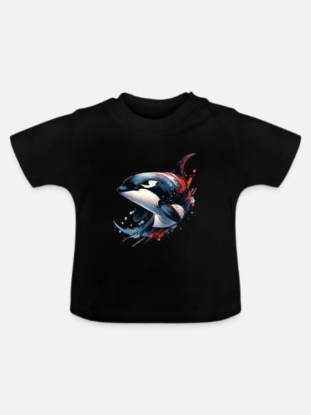 Orca Schwertwal - Baby Bio-T-Shirt mit Rundhals - Schwarz