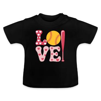 Softball Joueur de Softball Cadeau de Softball Mignon - T-shirt bio col rond Bébé - noir - Devant