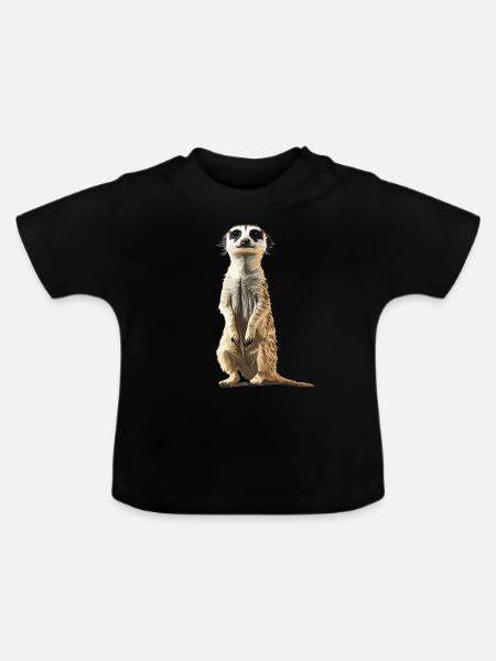 Meerkat Erdmännchen - Baby Bio-T-Shirt mit Rundhals - Schwarz