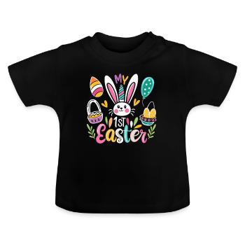 Mes premières Pâques - Ostern - Bébé - T-shirt bio col rond Bébé - noir - Devant