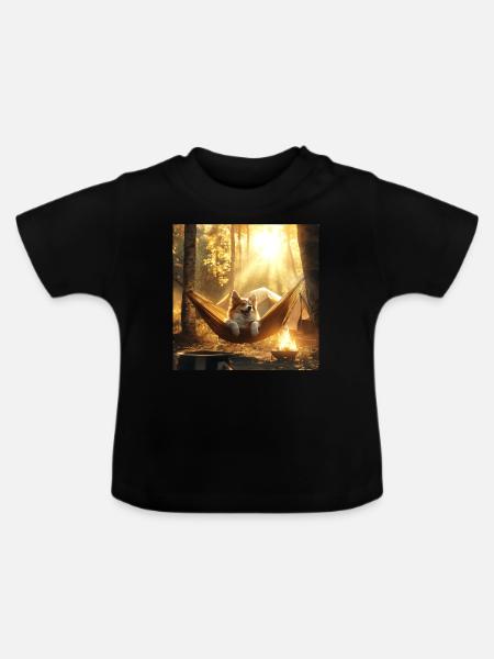 Hund - Baby Bio-T-Shirt mit Rundhals - Schwarz