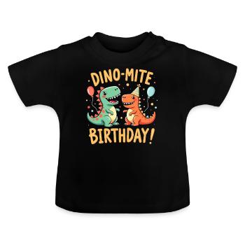 Dinosaur Party Decorations - Baby Organic T-Shirt with Round Neck - black - Front