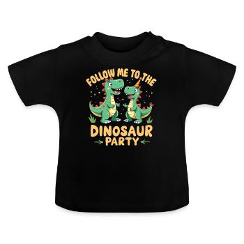 Dinosaur Party Decorations - Baby Organic T-Shirt with Round Neck - black - Front