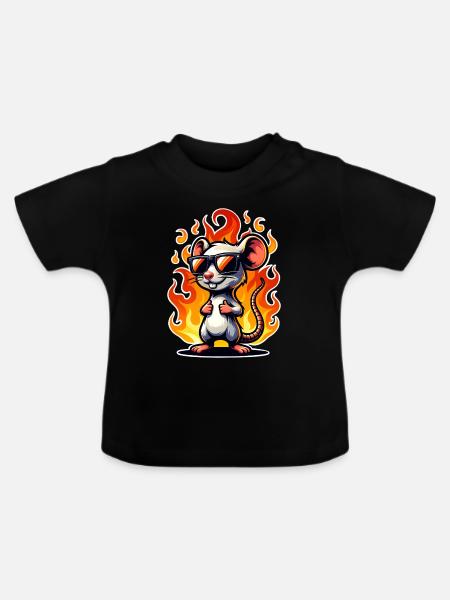 Maus Flamme - Baby Bio-T-Shirt mit Rundhals - Schwarz