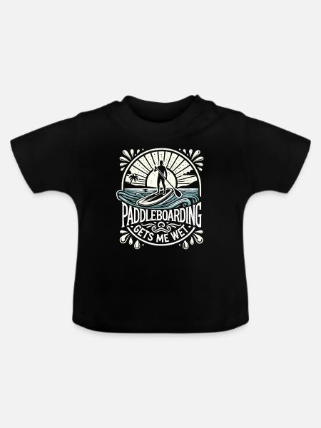 Paddleboarding macht mich nass - Baby Bio-T-Shirt mit Rundhals - Schwarz