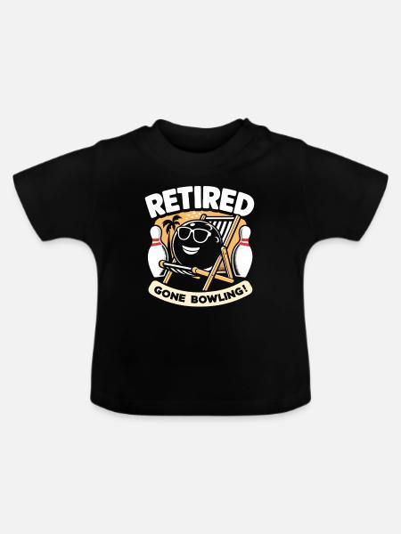Bowling im Ruhestand - Baby Bio-T-Shirt mit Rundhals - Schwarz