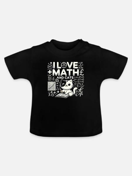 Ich liebe Mathe und Katzen - Baby Bio-T-Shirt mit Rundhals - Schwarz
