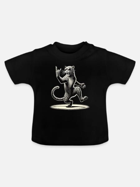 Rockiger Leopard – Wild & Laut - Baby Bio-T-Shirt mit Rundhals - Schwarz