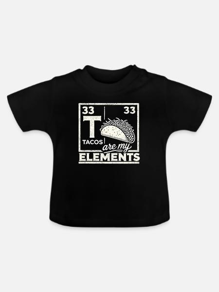 Tacos sind meine Elemente - Baby Bio-T-Shirt mit Rundhals - Schwarz