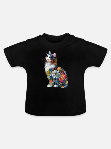 Norwegische Waldkatze - Baby Bio-T-Shirt mit Rundhals - Schwarz