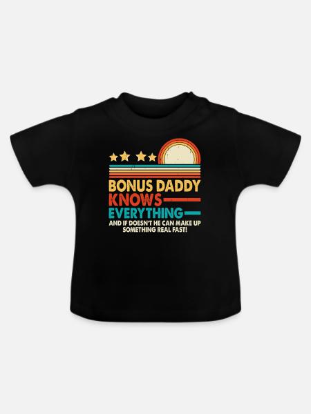 Bonus Papa - Baby Bio-T-Shirt mit Rundhals - Schwarz