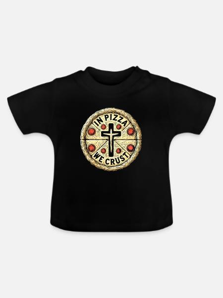 In Pizza Wir Kruste - Baby Bio-T-Shirt mit Rundhals - Schwarz