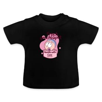 Baby Schwanger Kind Familie Mama Papa Geschenk - Baby Bio-T-Shirt mit Rundhals - Schwarz - Vorne