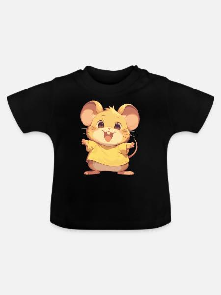 Mäuse Maus - Baby Bio-T-Shirt mit Rundhals - Schwarz