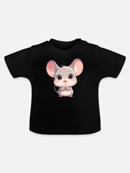 Mäuse Maus - Baby Bio-T-Shirt mit Rundhals - Schwarz