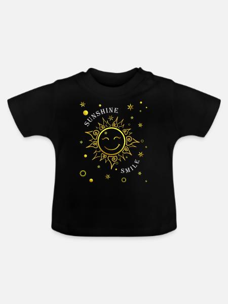 Lachende Sonne - Baby Bio-T-Shirt mit Rundhals - Schwarz