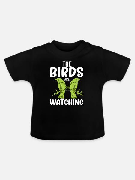 Bird Watching Cute Bird Lover - Baby Bio-T-Shirt mit Rundhals - Schwarz
