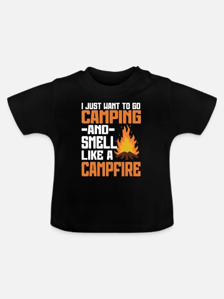 Camping Campfire Camper - Baby Bio-T-Shirt mit Rundhals - Schwarz
