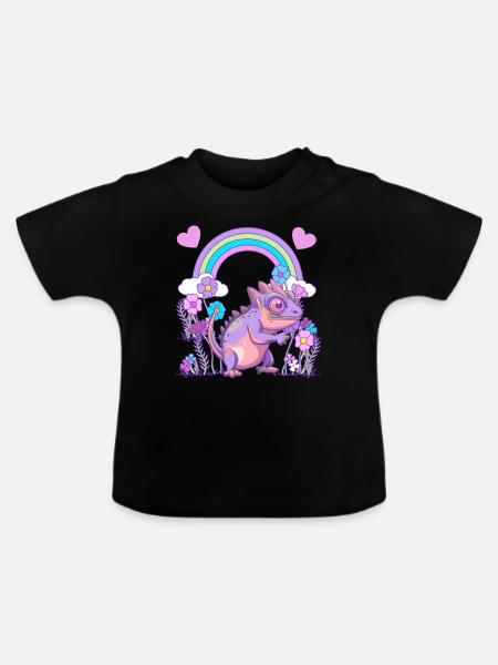 Echse Drache Drachen - Baby Bio-T-Shirt mit Rundhals - Schwarz