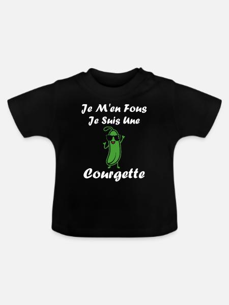 Zucchini-Humor - Baby Bio-T-Shirt mit Rundhals - Schwarz