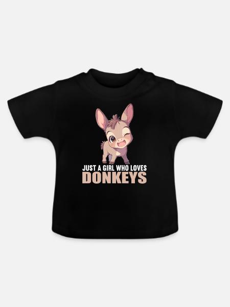 Donkey Esel - Baby Bio-T-Shirt mit Rundhals - Schwarz