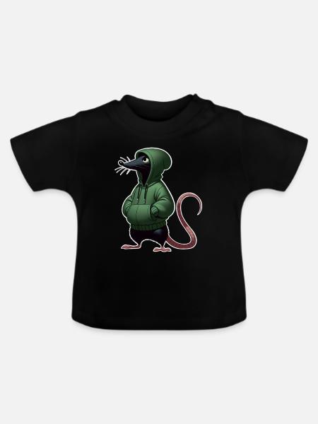 Maus - Baby Bio-T-Shirt mit Rundhals - Schwarz