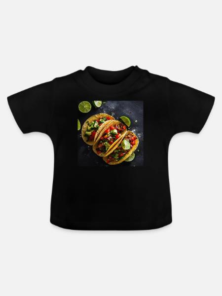 Tacos - Baby Bio-T-Shirt mit Rundhals - Schwarz