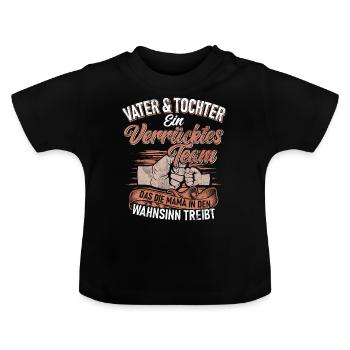 Papa Tochter Vatertag Vaterschaft Elternteil - Baby Bio-T-Shirt mit Rundhals - Schwarz - Vorne
