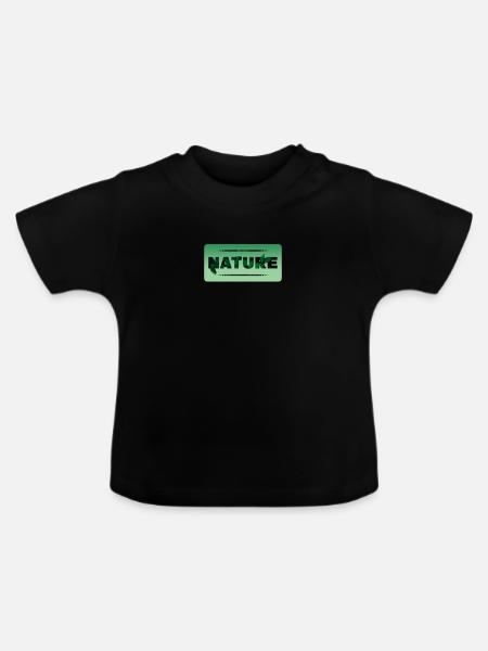 Natur Blatt Text - Baby Bio-T-Shirt mit Rundhals - Schwarz