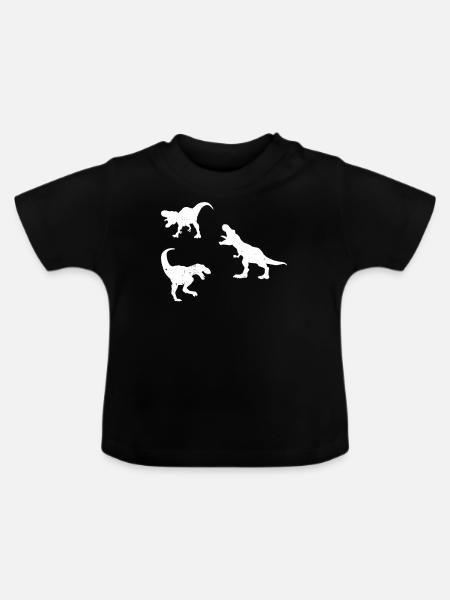 Dinosaur Silhouette T-Rex Dinosaur - Baby Bio-T-Shirt mit Rundhals - Schwarz