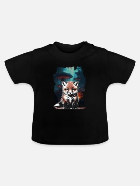 Fuchs Füchse Füchsin - Baby Bio-T-Shirt mit Rundhals - Schwarz