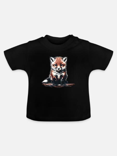 Fuchs Füchse Füchsin - Baby Bio-T-Shirt mit Rundhals - Schwarz