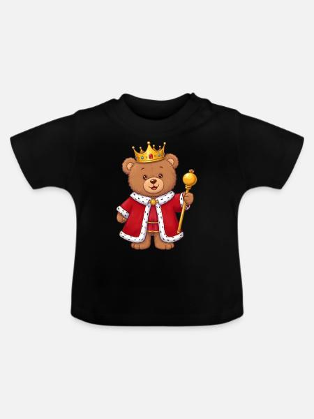 Teddybär König - Baby Bio-T-Shirt mit Rundhals - Schwarz