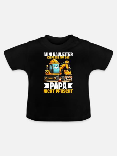 Kinder Bauleiter Projektleiter Bauunternehmer - Baby Bio-T-Shirt mit Rundhals - Schwarz